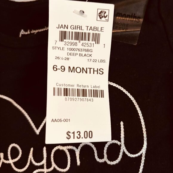 First Impressions Baby Girl “Beyond Cute” Top Black 6-9 Months - Picture 2 of 5